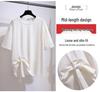 Plus Size Lace-Up Bow T-Shirt for Women - 2024 Summer Slimming Casual Top