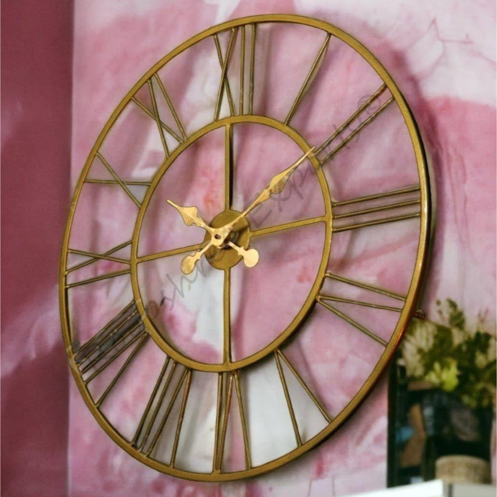 Clock Gold Large Wall Clock/One Year Warranty / 9061-24, Iron, ?5W x 60H centimeters, Analog