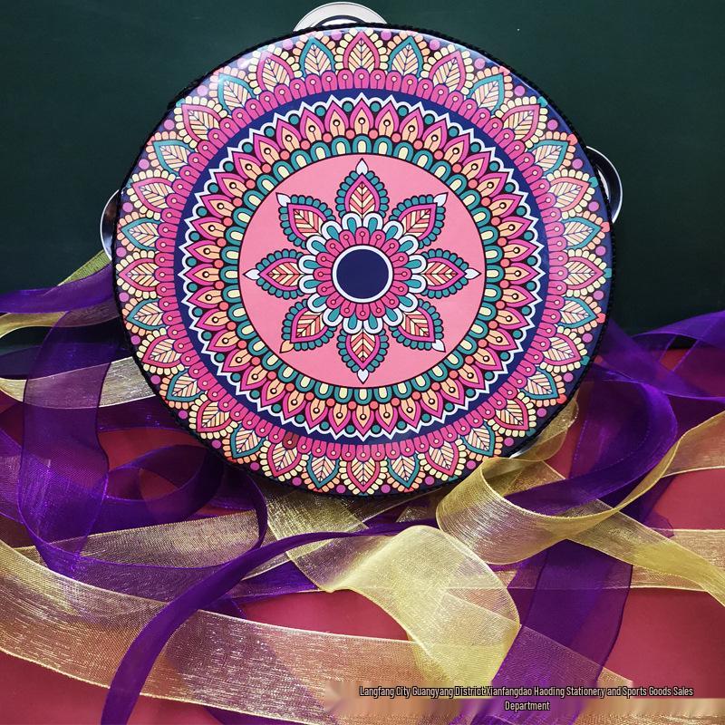 6" & 7" Uyghur Ribbon Tambourine Hand Drum for Dunhuang Apsara Dance