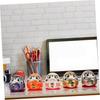 YARDWE Japanese Ceramic Daruma Egg Lucky Decorations for Car and Home Exquisite Traditional Crafts for Wealth and Set of 5 Figurines, Decor, Design,
