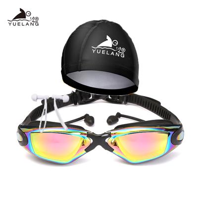 YUELANG Gafas de natación Gorro de natación tapones para los oídos traje arena Silicona duradera Antivaho Anti-UV Impermeable adulto Profesional
