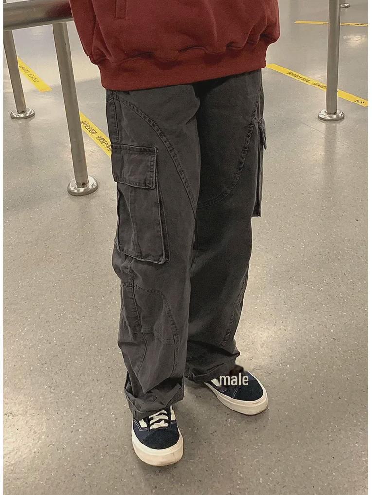 Trendy Men's Solid Color Loose Fit Casual Straight Pants for Autumn and Winter