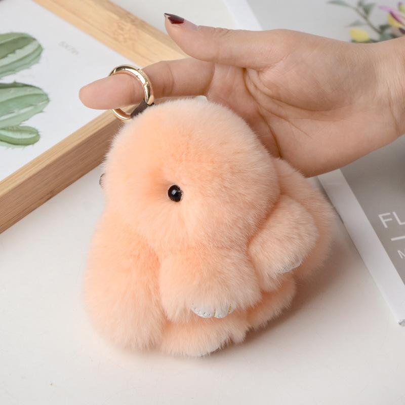 10CM Mini Fluffy Real Fur Pompon Bunny Women Girls Cute Plush Rabbit On Bag Jewelry Wedding Party Toy Kid Gift Bag Charm