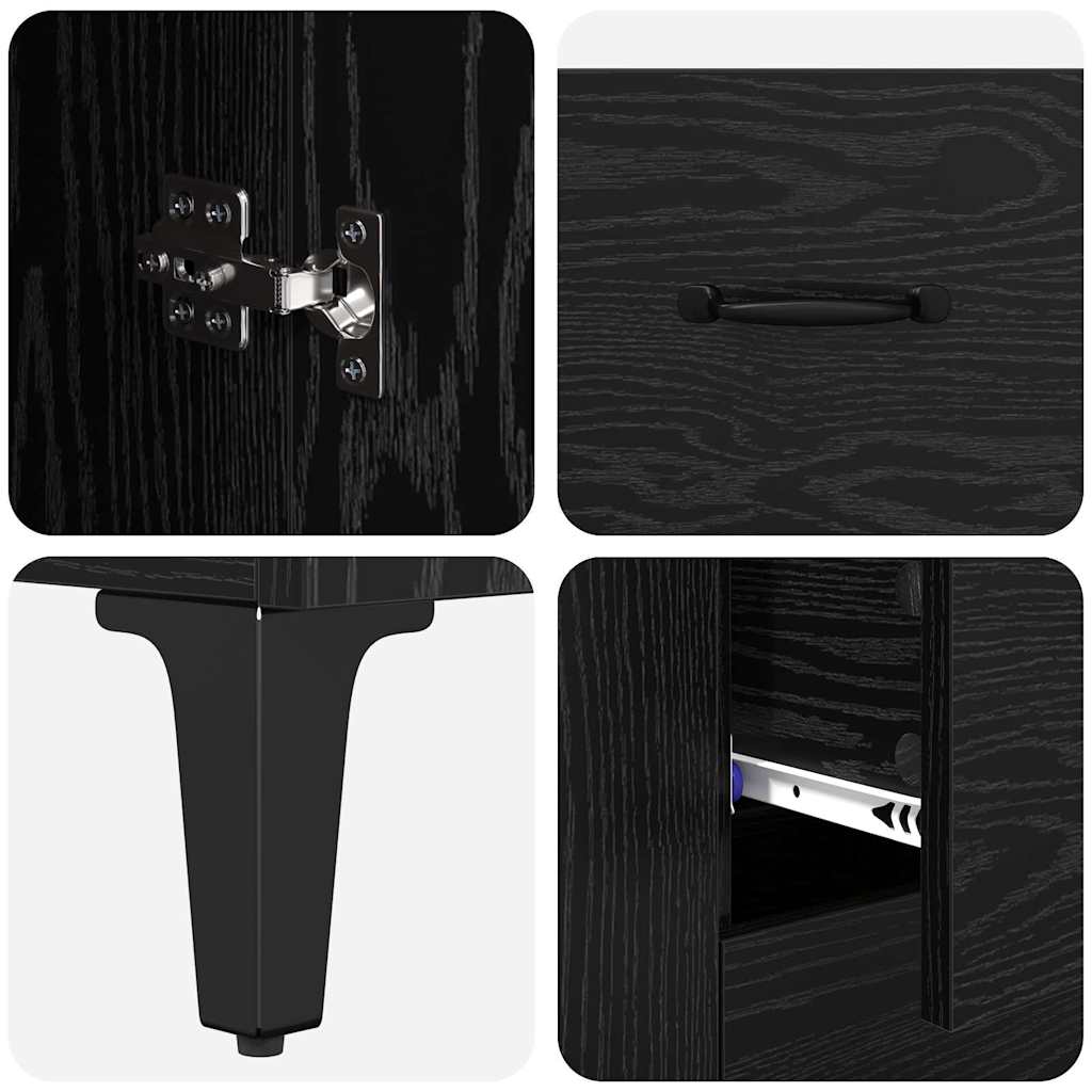 Highboard in Black Oak Look 69.5 x 34 x 180 cm Particleboard