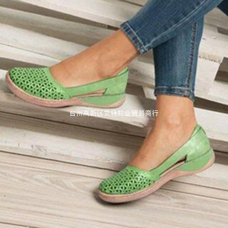 Foreign trade women's summer fashion sandals women's bag head hollowed out large size flat-soled women's shoes thick-soled single shoes brea
