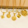 Vintage Premium Smiley Face Sun Flower Moon Stainless Steel Gold Plated Necklace Female Spot