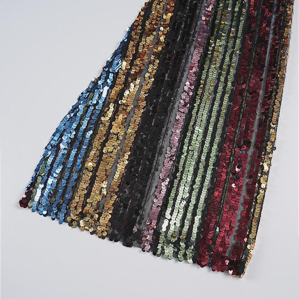 Elegante Gonna Lunga in Flanella con Paillettes Europee e Americane per Donne Africane - Vestibilità Slim, Taglia Grande, Design Grazioso