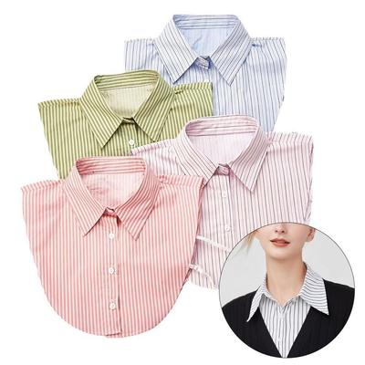 Fashion Cotton Stripes Fake Collar Vintage Classic Front Tie Casual Detachable False Blouse Collar for Women