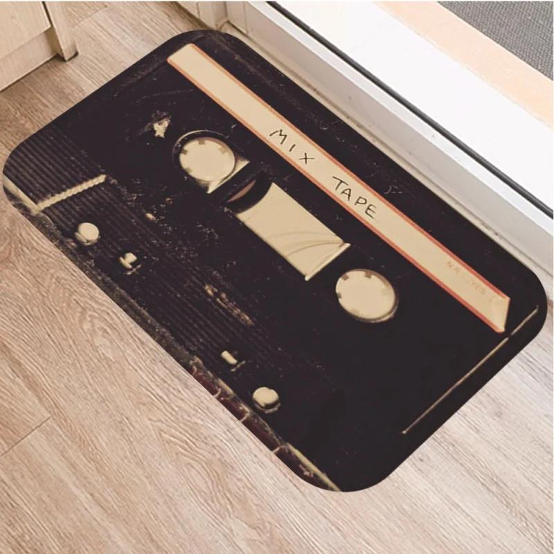 Retro Music Tape Pattern Doormat Home Decor Anti-slip Carpets Kitchen Bedroom Entrance Soft Floor Mat Washable Foot Mats