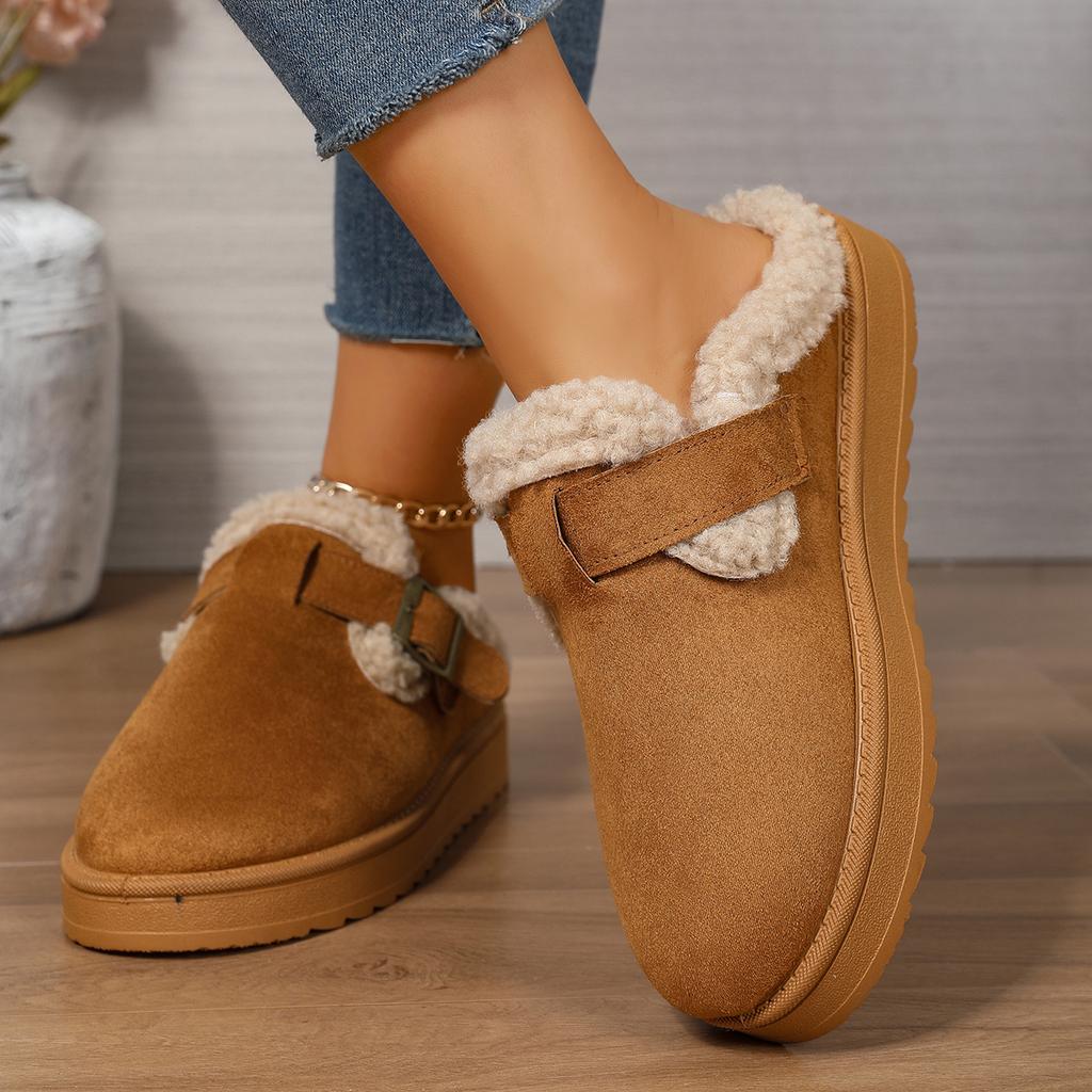 Women Platform Boots New Luxury Winter Women's Warm Shoes Cotton Slippers Plush Fashion Retro Shoes Women Flats Slippers