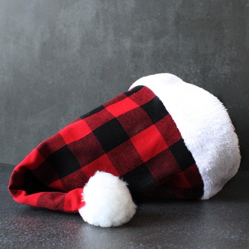 Adult Cosplay Santa Hat Comfortable Hat Traditional Lattice Pattern Christmas Santa Hat for Adult New Year Presents