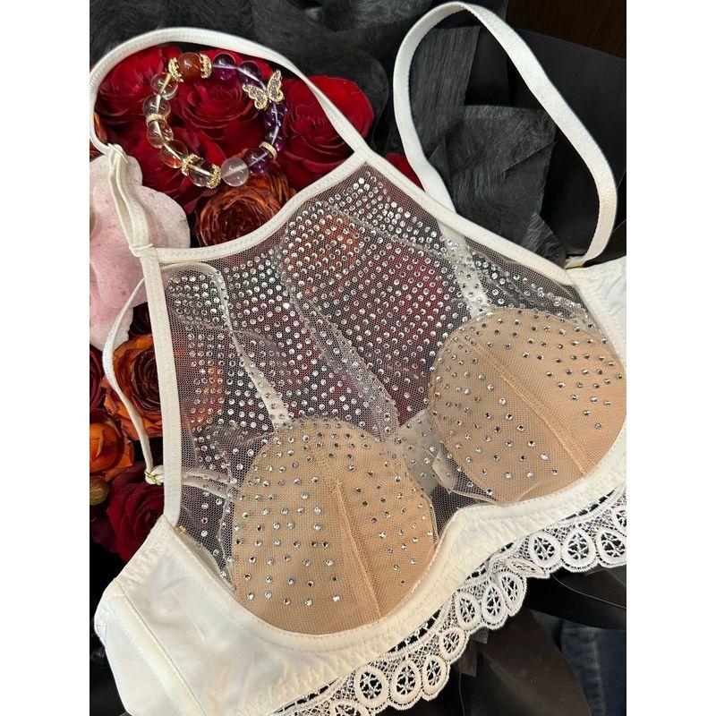 Outfitgirl Light Diamond Crop Top Short Vest Summer Sexy Style Halterneck Strap Crop Top Sling Net Red Intimates