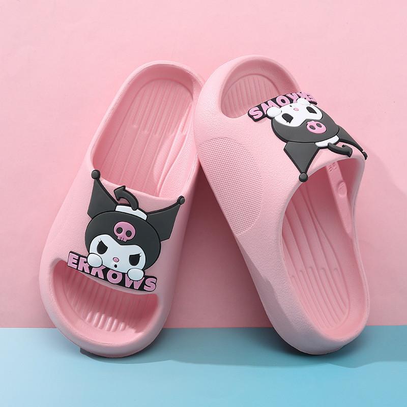 Pink Cartoon Style Summer Girls Slippers Breathable Soft Eva Material Indoor Home Use