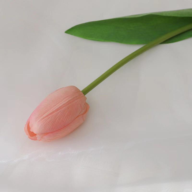 Hanyang Moisturizing Feel Artificial Tulip Flower for Decoration, Living Room or Photography, Pink and White