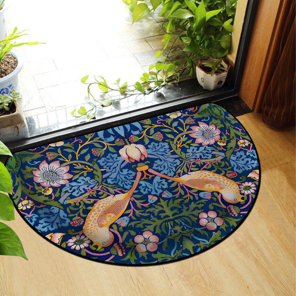 Entrance Door Mat Dustproof Floor Mats Semicircle Outdoor Imitation Stone Carpet Spring Green Plant Carpets Home Decoration Rug