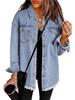 Damen Übergroße Jeansjacke Lässiges Langarm-Jeanshemd Used-Look Vintage Stil Frühjahrskleidung