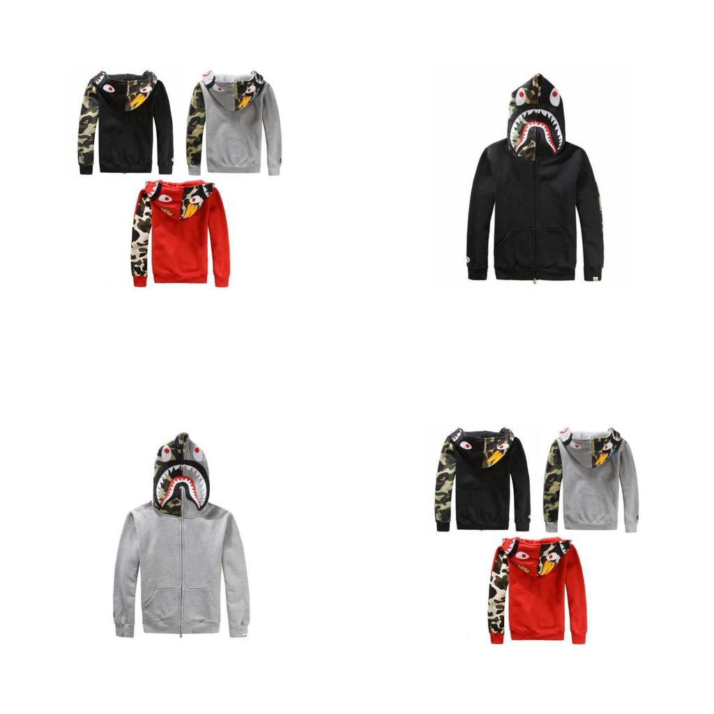 A Bathing Ape Sweat Kapuze Herren Hai Jacke Camouflage Pullover Jacke Schwarz Groß