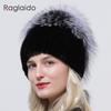 Neue Stil Echte Nerz Pelzmütze flauschige Winter Dame Natürliche Fuchs Pelz Beanie Ball Hut Stricken Warme Echte Nerz Pelz Kappe Luxus frauen Hut