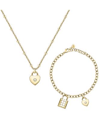 Abbraccio Gold Tone Stainless Steel Necklace And Bracelet SAUB19 For Women