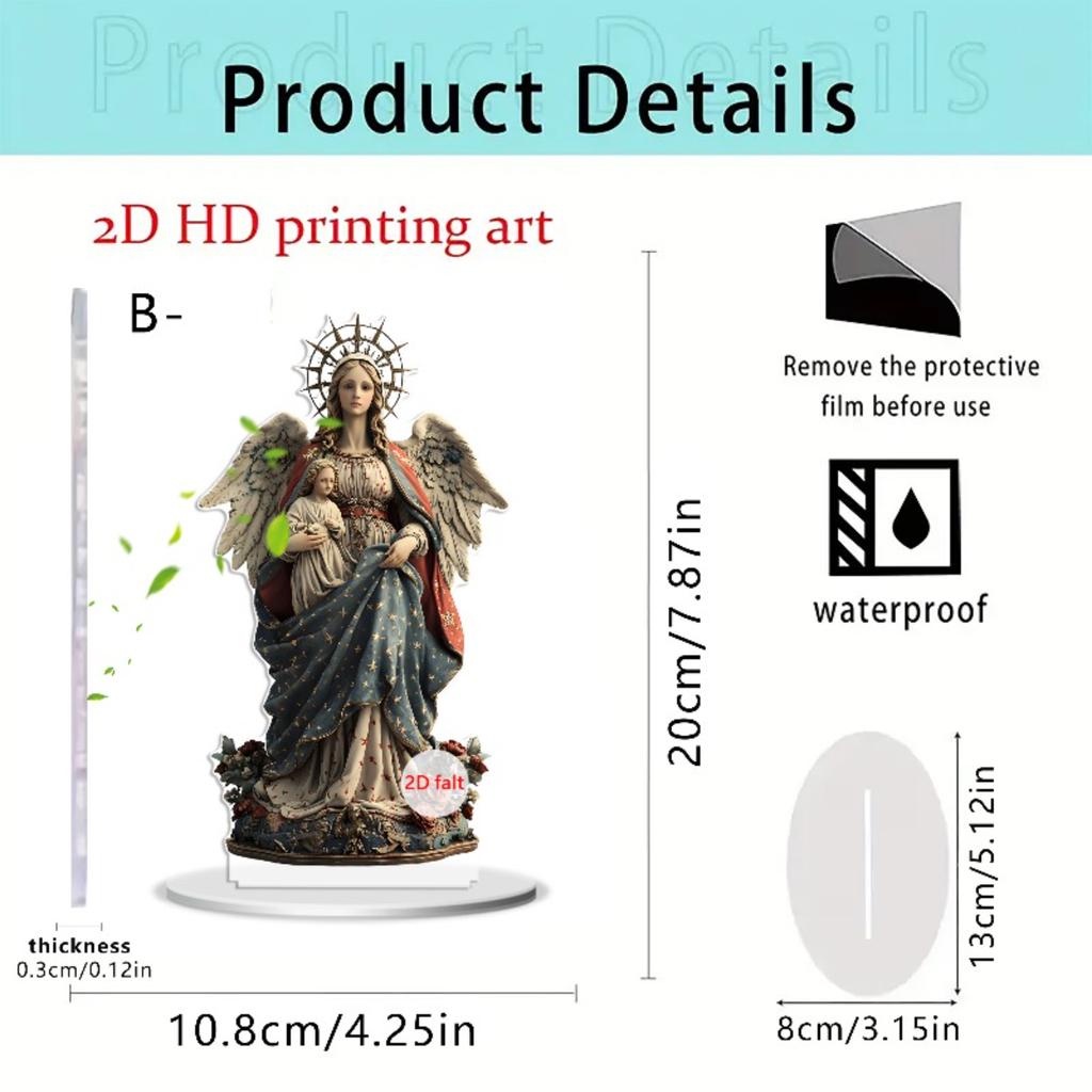 Exquisite 2D Flat Winged Child Ornament with Star & Floral Patterns, Artistic Decor for Tea Room, Countertop and Living Room Side Table