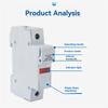 ABUO-DIN Rail Mounted 1P RT18-32X Fuse Holder, 10X38mm, AC 380V 32A, Effective Single Pole Protection