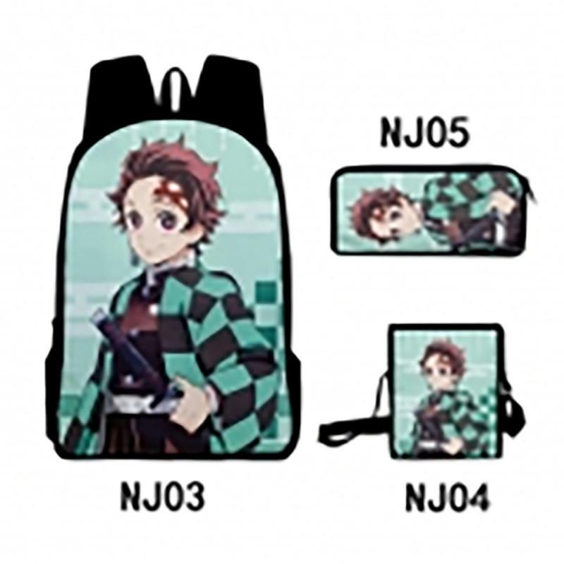Demon Slayer Kimetsu No Yaiba Backpack Set With Breathable Polyester For School And Travel