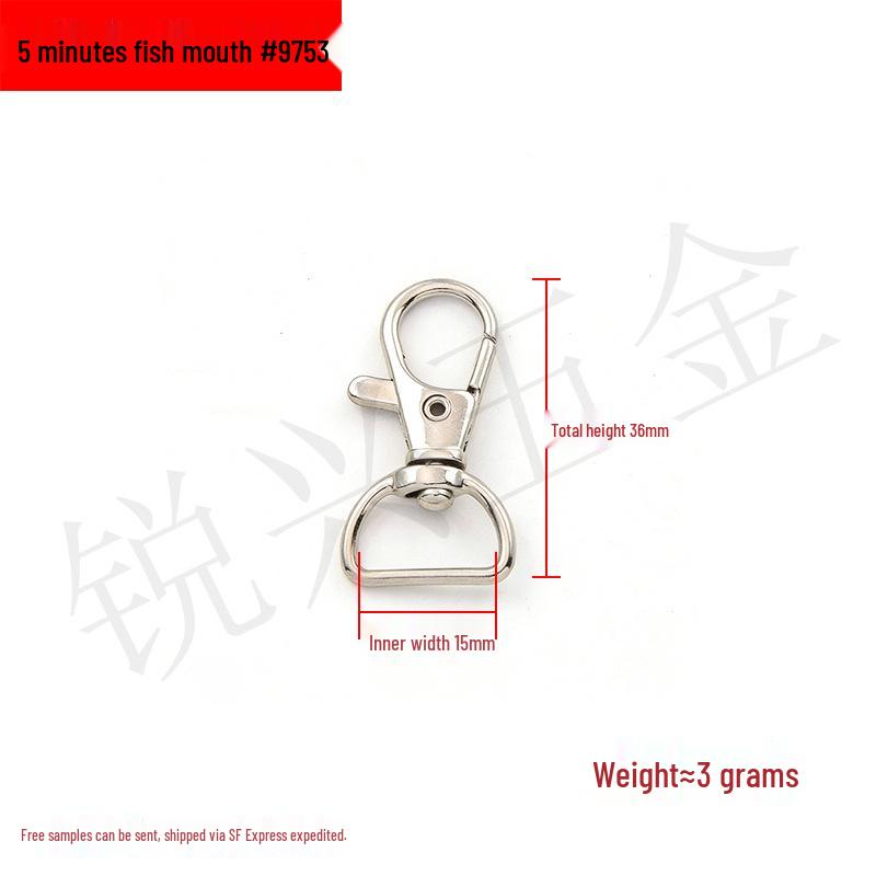 Zinc Alloy Fish Mouth Buckle for Dog Luggage, Shoulder Straps, Keychains, and Webbing.