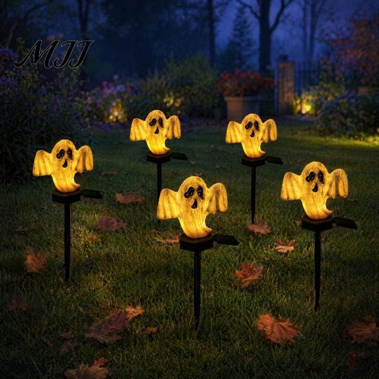 Dusk to Dawn Solar Pathway Lamps Halloween Pumpkin Light, Ghost Yard Stake Smart Sensor Garden Lights Lamp, Waterproof Outdoor Decor Light