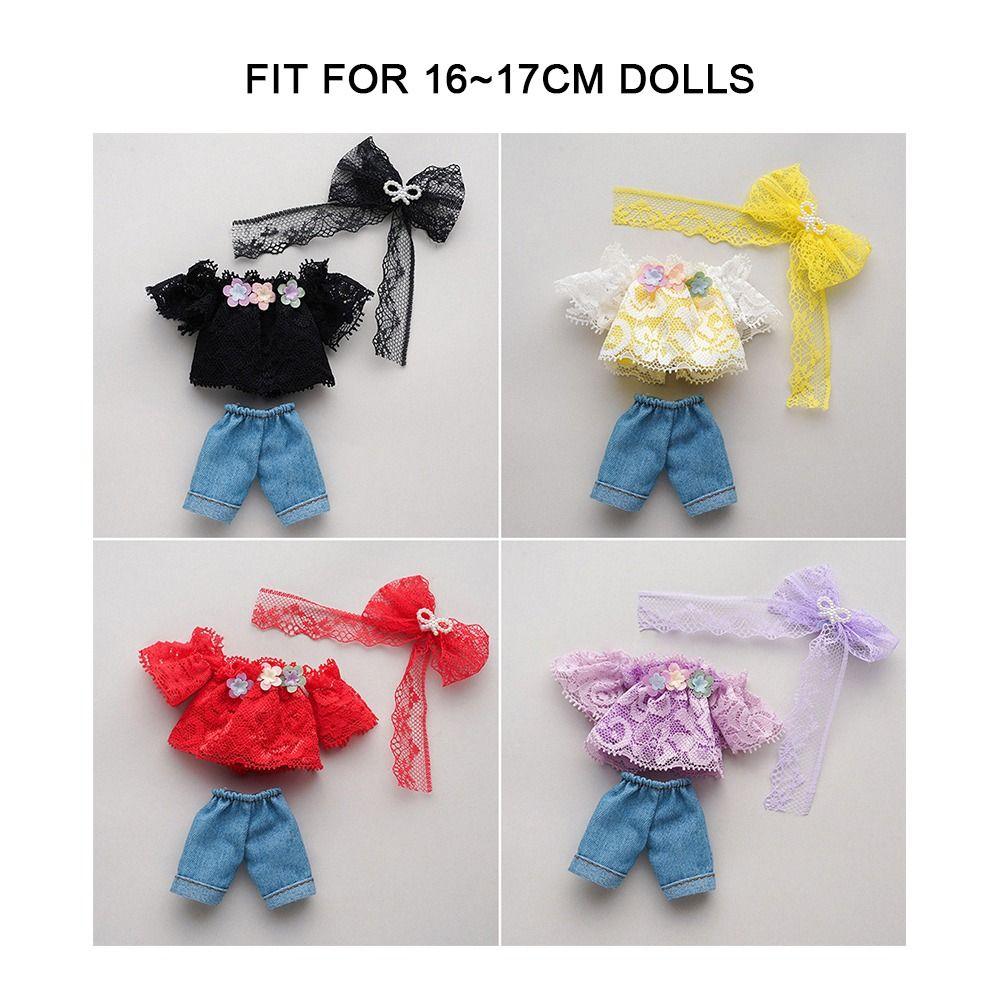 with Headwear High-end Dress Up 4 Styles Jeans Pants Suit Best Gifts 16~17cm Doll/1/8 BJD Doll