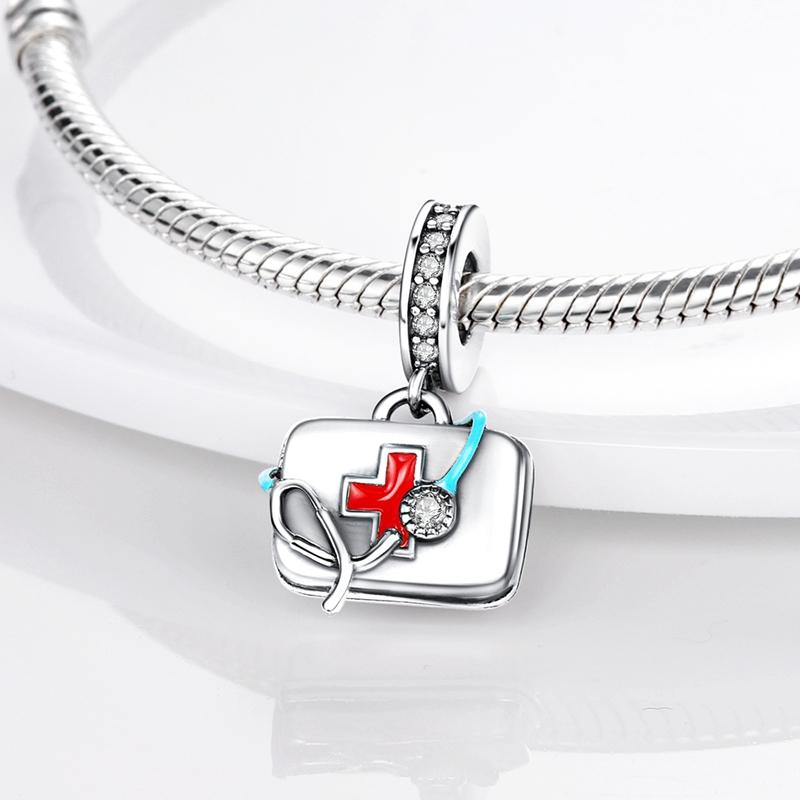 925 Silver Charms Doctor Medical Kit Pendant Nurse Bead Fit Bracelet For Women DIY Jewelry Gift