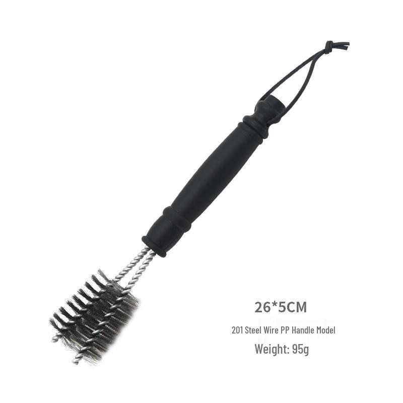 ZISIZ Double-Headed Wooden Handle BBQ Brush