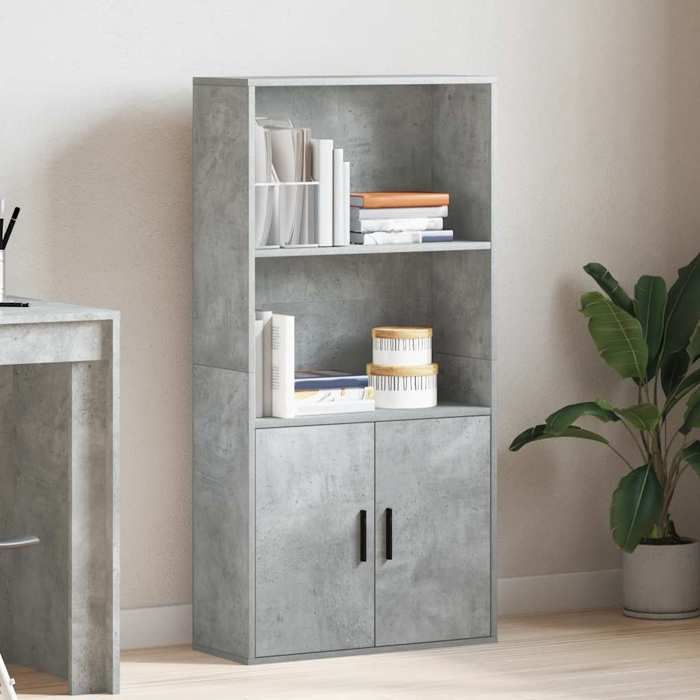 VidaXL Bibliothèque gris béton 60x24x120 cm bois d'ingénierie, étagère à livres, support de rangement, support à livres, 860421