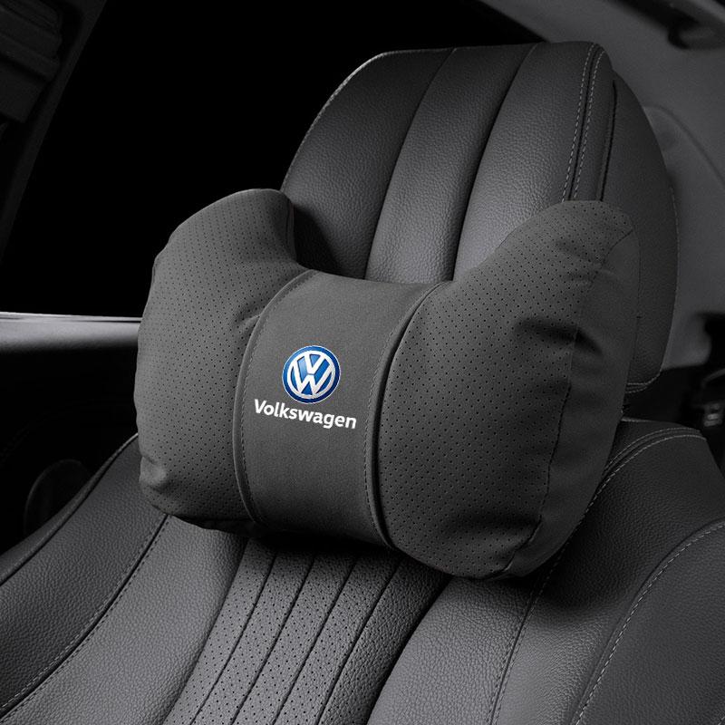 Car Seat Soft Headrest Suede Neck Pillow Waist Cushioning For VW GTI Polo Golf Passat MK678 Tiguan Arteon CC Taigo T-ROC Hub Cap