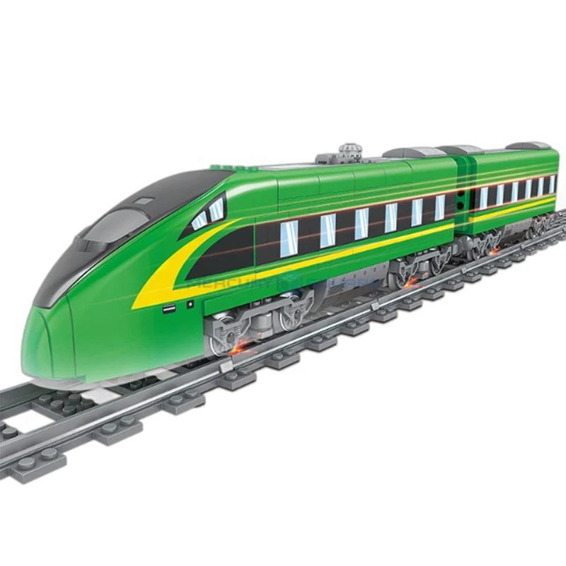 

MOC Green High Speed Rail Model Blocks Railroad Train Railway Track Buliding Bricks 98276 Ideas Tech Toy Festival Gift Kids Boys
