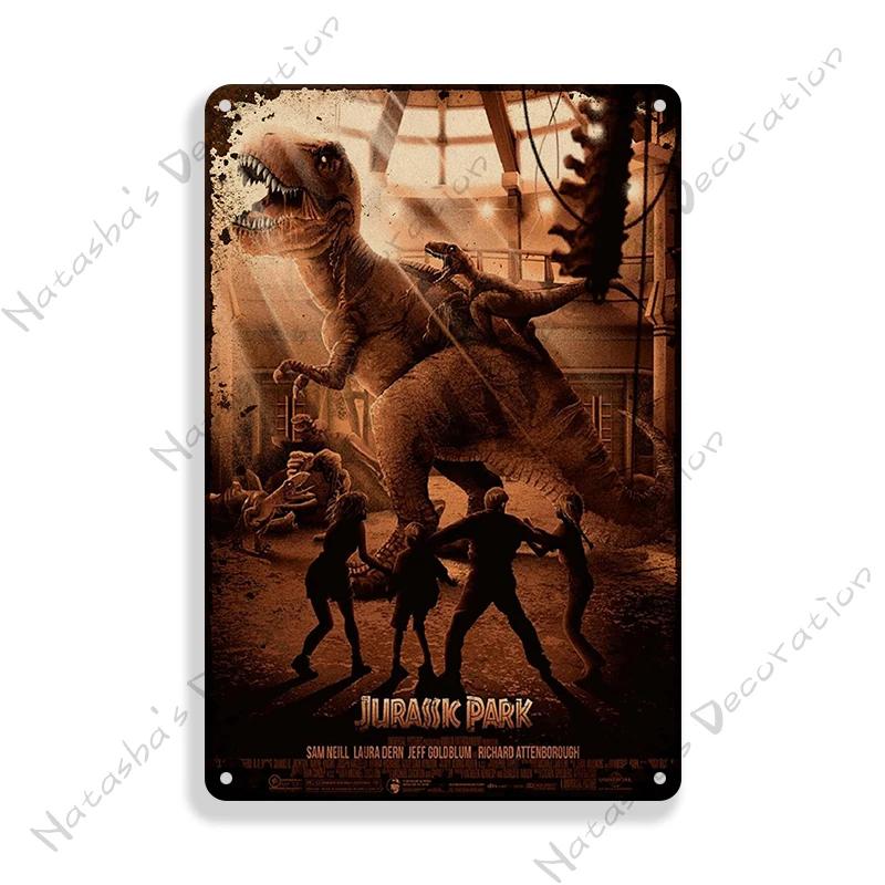 Classic Movie Poster Jurassic Park Metal Sign Retro Poster Vintage Metal Plaque Rusty Metal Sign Club Bar Cafe Industrial Decor