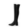 Krazing Pot Cow Skin Autumn Winter Shoes Thick Heels Plus Size 45 Size 44 Women Keep Warm Zipper Decorations Over-the-knee Boots