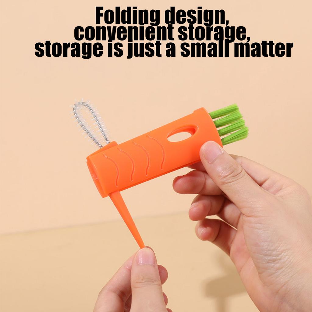 Portable Cup Brush Cleaner 3 In 1 Bottle Cleaning Brush Drinking Feeding Bottle Cup Cover Bottle Cap Detail Cleaning Brusher