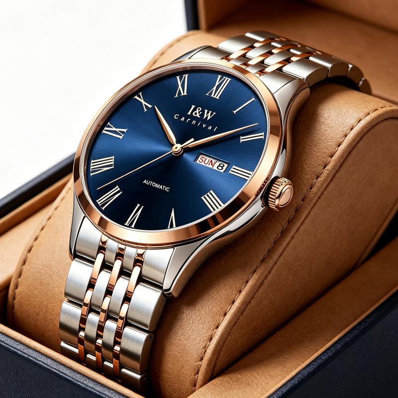 IW Top-Marke Roségold Blau Herrenuhr Luxus Automatische Herrenuhr Rom-Zeit Miyota Mechanisch Datumsanzeige Uhren Wasserdicht reloj