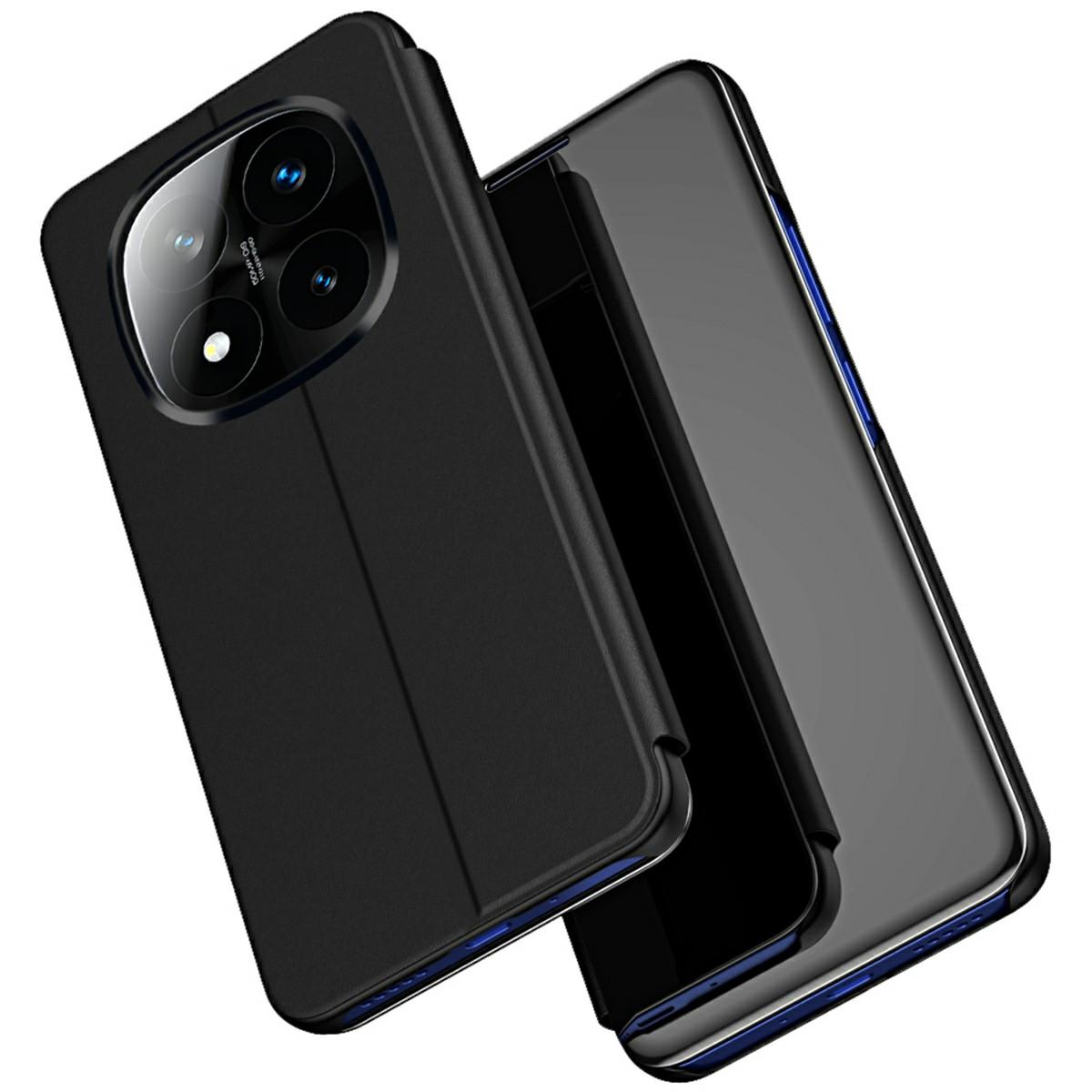 

Чохол для Xiaomi Redmi Note 14 Pro+ 5G з віконцем для перегляду, підставкою, шкіряна відкидна кришка для телефону Black