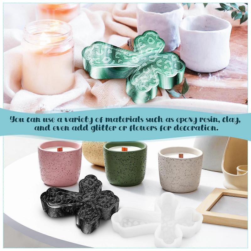 2Pcs Cross Shaped Silicone Mold for Craft Use Plaster Ornament Casting