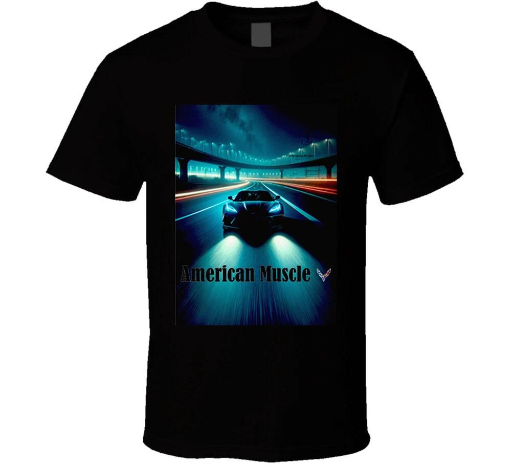 American Muscle 2024 C8 Sting Ray Night Road Gift T Shirt XL