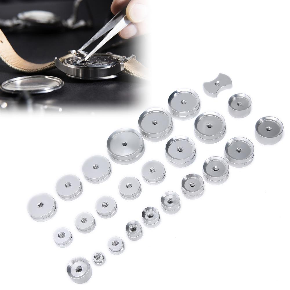 25Pcs Stable Aluminum Watch Case Press Multi Model Durable Watch Repair Tool Bench Type Watch Tool Watch Repair