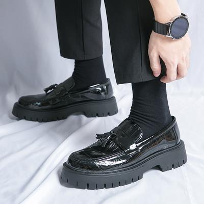 Neue schwarze rutschfeste tragbare Halbschuhe für Männer aus Leder, bequeme runde Zehenpartie, Slip-On, für Hochzeiten, formelle Anlässe, elegante Gesellschaftsschuhe für Herren