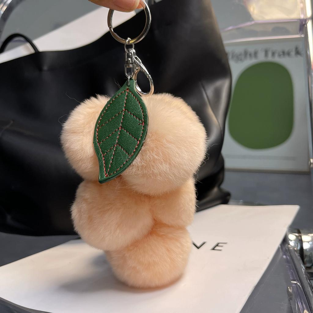 Real Rex Rabbit Hair Small Grape Bag Pendant Ins Internet Celebrity Cute Pom-pom Car Keychain Pendant Accessories Female