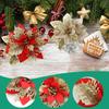 Christmas Artificial Flowers Gold Red Glitter Poinsettia with Clips Xmas Tree Ornaments DIY Wreath Wedding New Year Decorations