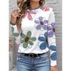 Women's T-shirt 3D Small Fresh Floral Print Fashion Long Sleeve Round Neck Regular Top Holiday Weekend Spring and Autumn