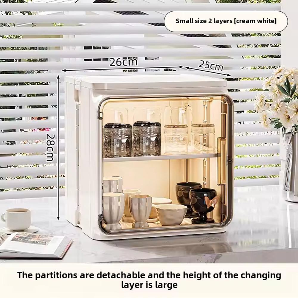 

Large Capacity Storage Rack Foldable Tea Set Storage Box Durable Kitchen Shelf бежевий