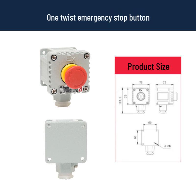 LA53 Explosion-Proof Emergency Stop & Self-Locking Control Switch Box (1H/2H/3H)