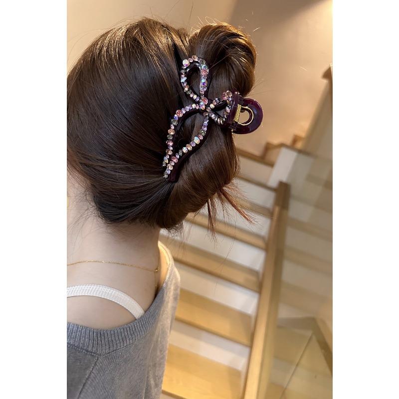 Elegant Fully Beaded Bow Hair Clip, Transparent Jelly Shark Hair Clip for Women