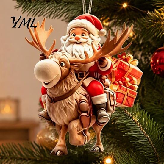 Christmas Tree Hanging Accessories 8/16/24/32Pcs 2D Flat Wooden Ornaments, Santa Claus Riding Bicycle Xmas Door And Window Decorations Decor, Pendant